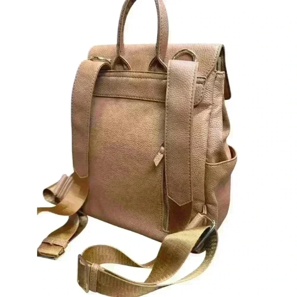 Park and Faith Cognac Pebble Faux Leather Finish Mini  Backpack